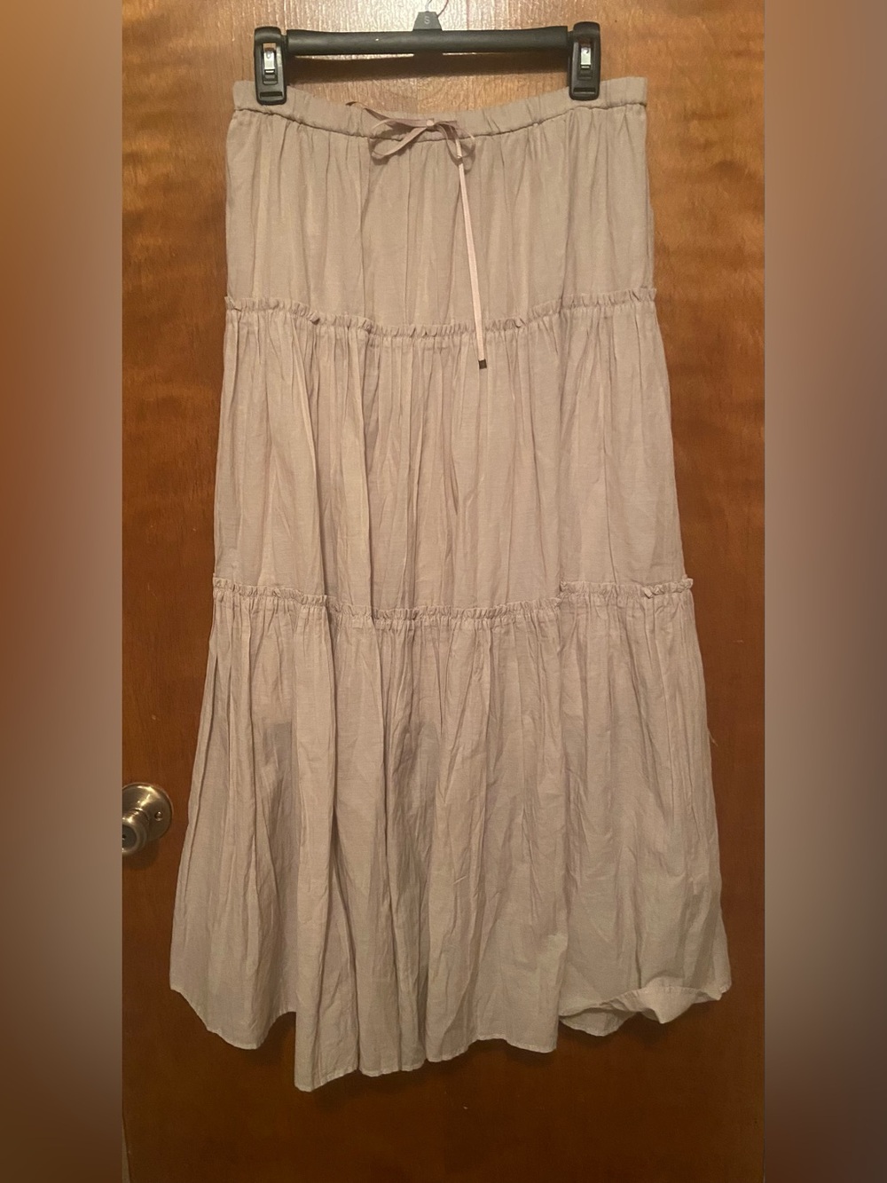 Khaki Tiered Maxi Skirt